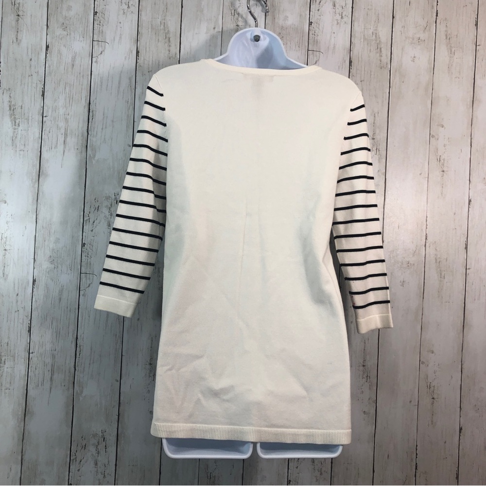 White House Black Market Pearl Embellished Stripe Sleeve Sweater XS - Picture 2 of 6